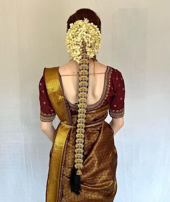 PHEASANT Women's Bridal Kanjivaram Soft litchi Silk Saree With Unstiched Blouse Piece - Image 4