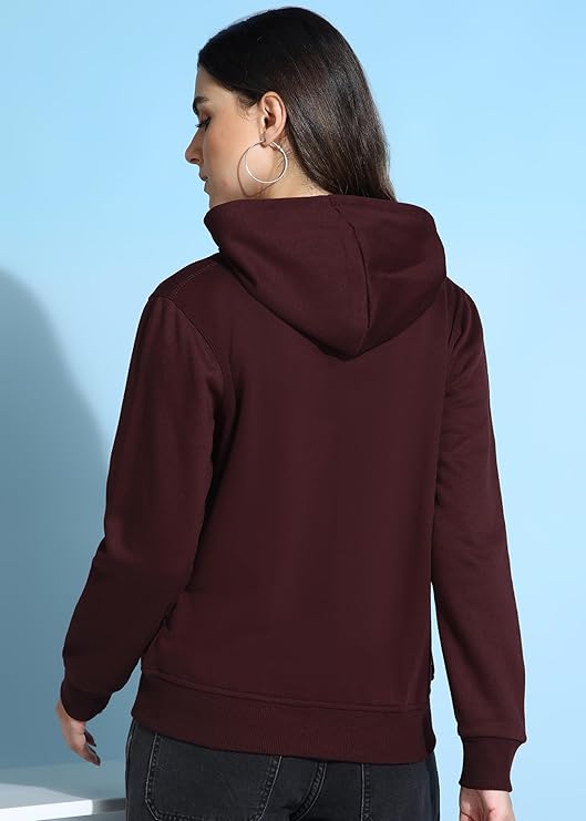 Alan Jones Clothing Women's Solid Zipper Hooded Sweatshirt | Front Zip, Ribbed Hem, Lined Hood, Casual Winter Wear - Image 2