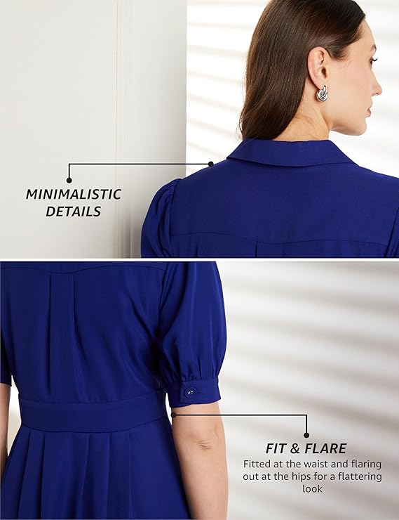 Symbol Premium Women's Desk-to-Dinner' Fit & Flare Wrap Dress (Midi Length | Stylish) (Available in Plus Sizes) - Image 4